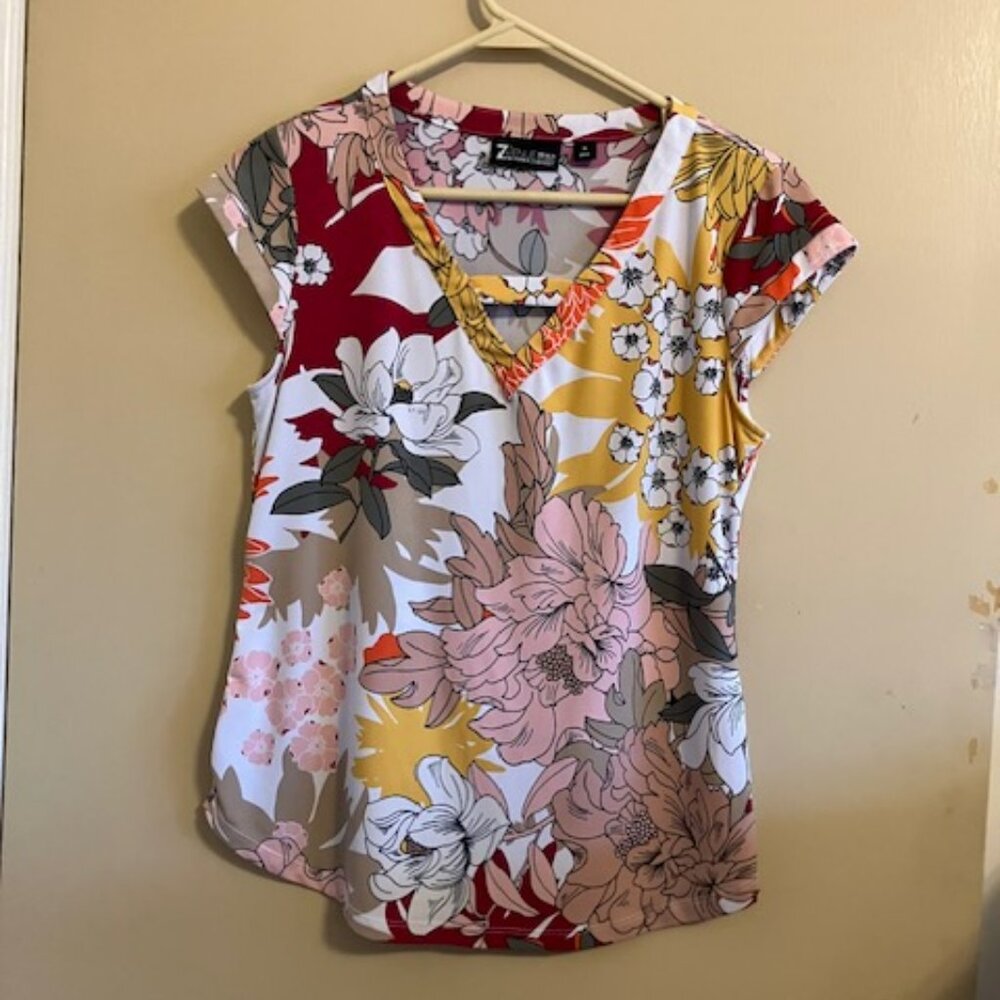 Bright Floral Jersey Knit with Cutout Top